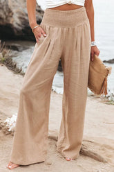 Autumn Winter New Quick Sell Cotton Hemp High Waist Pull Elastic Waist WomenCasual Pants